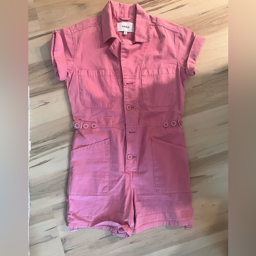 PISTOLA Grover Washed Pink Utility ROMPER